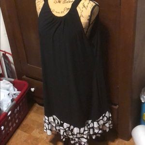 Black dress with polka dot ruffle